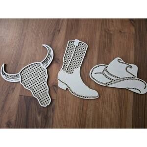 Wesiti 3 Pcs Western Wall Decor Farmhouse Wall Art Cow Skull Cowboy Decor